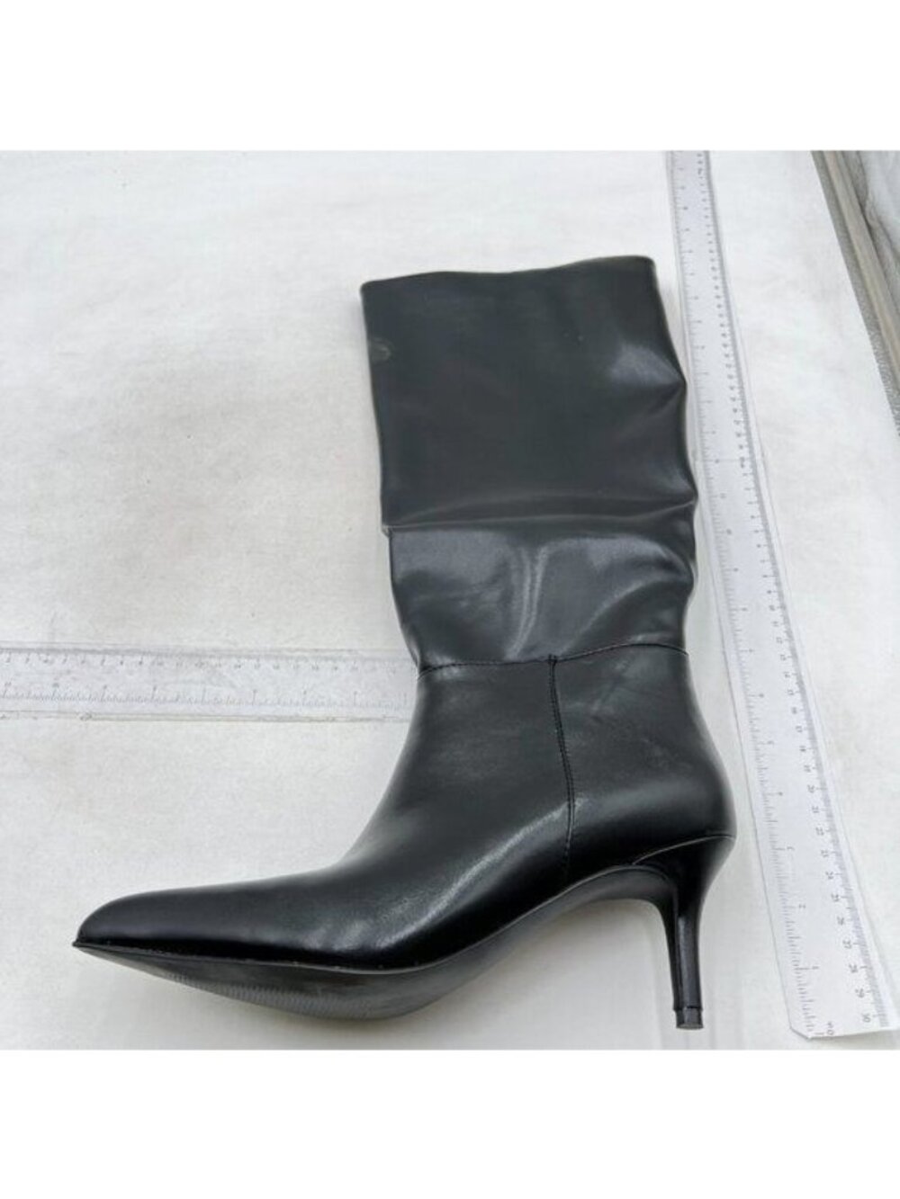 Black Women Stretchy Knee High Boots Closed Toe Kitten Heels Long Boots